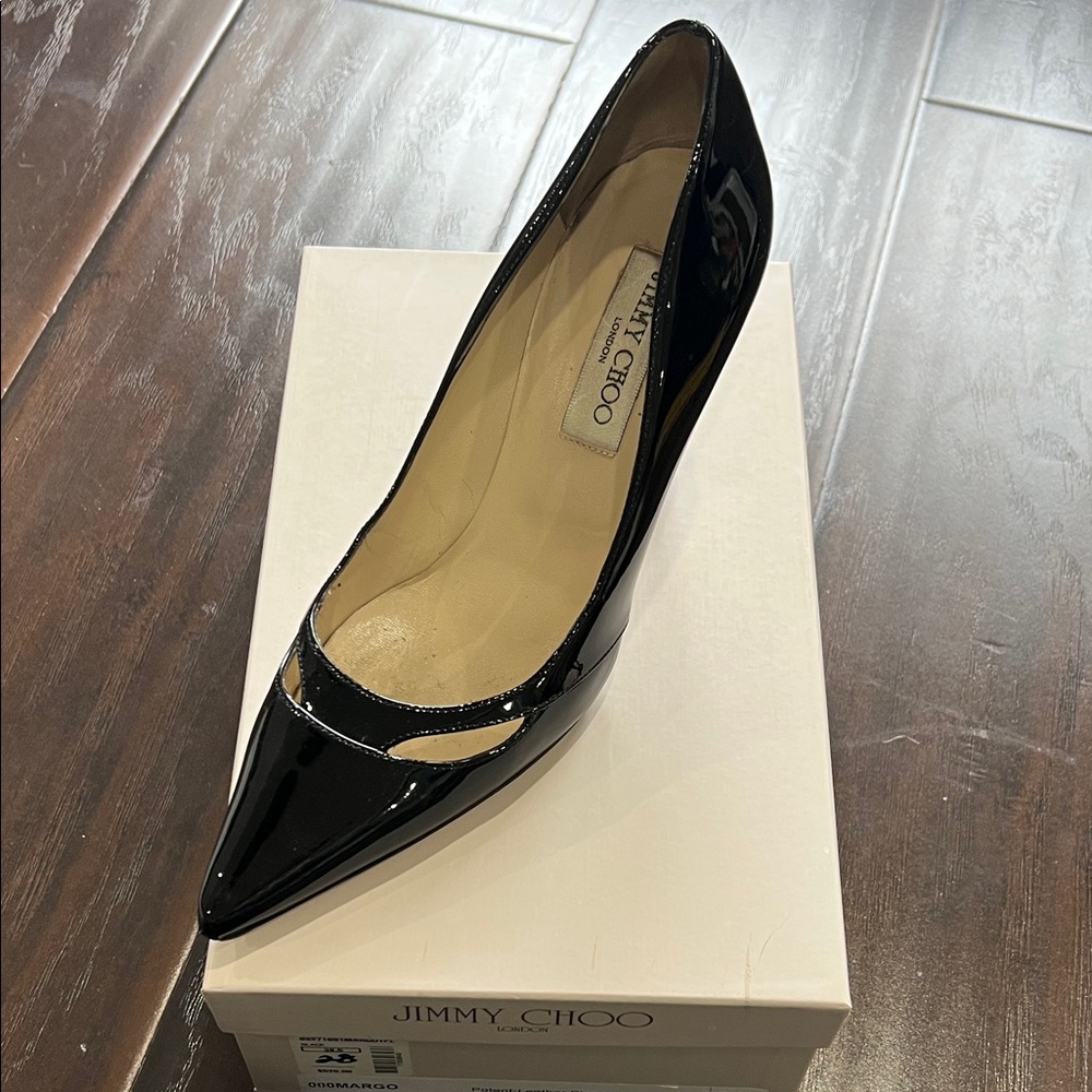 Jimmy Choo Black Patent Leather Heels, size 38.5